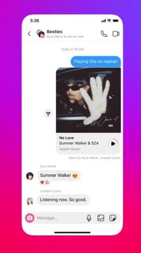 Partager des aperçus de musique dans les messages Instagram