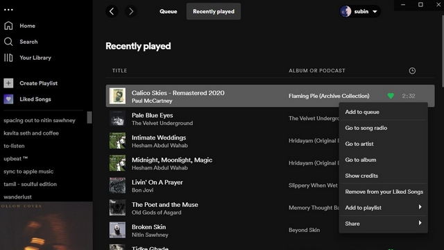 Effacer l'historique d'écoute de Spotify