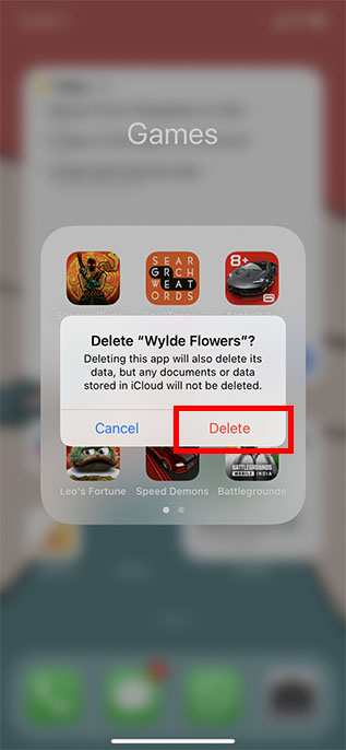supprimer les applications boîte de dialogue de confirmation de l'écran d'accueil de l'iphone