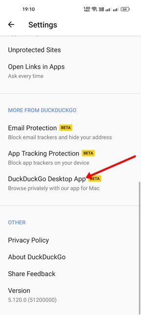 Application de bureau DuckDuckGo