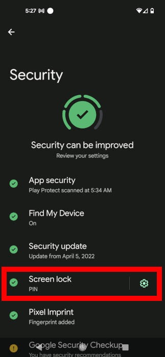 Verrouillage de l'écran de sécurité de l'écran de verrouillage Android