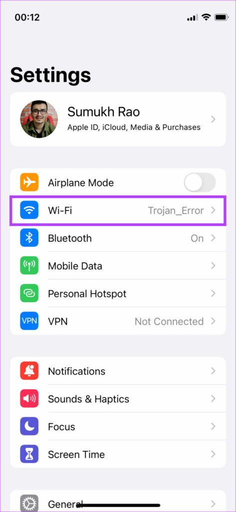 Paramètres Wi-Fi sur iOS