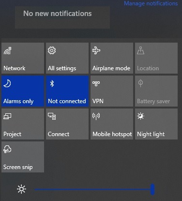 Désactiver les notifications Windows Aucune nouvelle notification