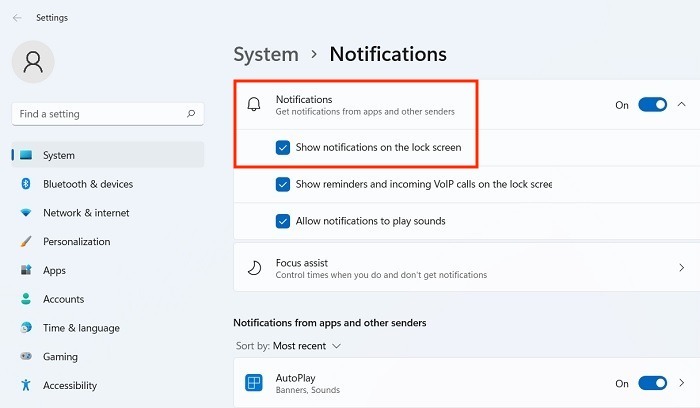 Windows Désactiver les notifications Windows11 Notifications système sur 1