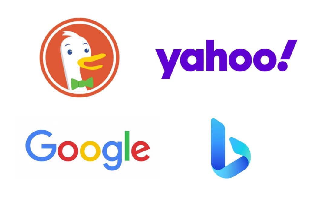 Logos pour duckduckgo, yahoo, google et bing