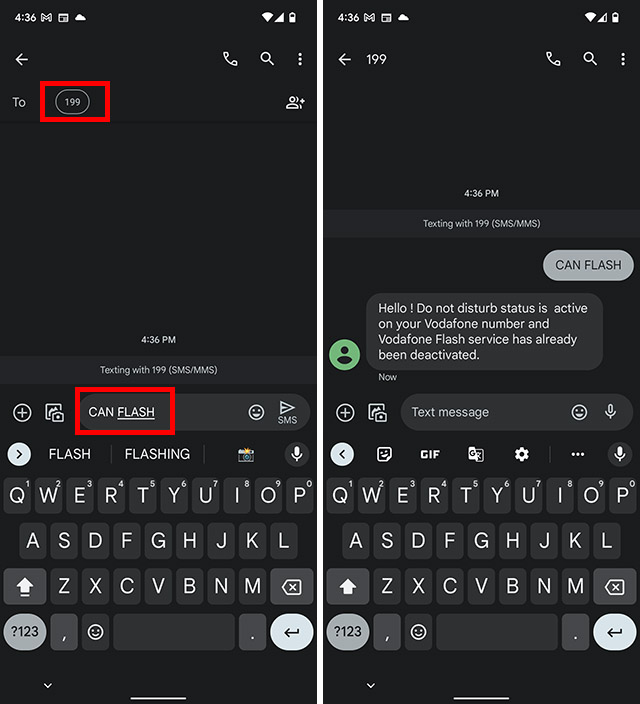 désactiver les messages flash vi android