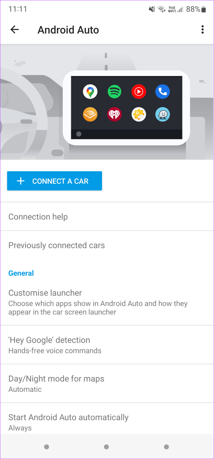 Paramètres Android Auto