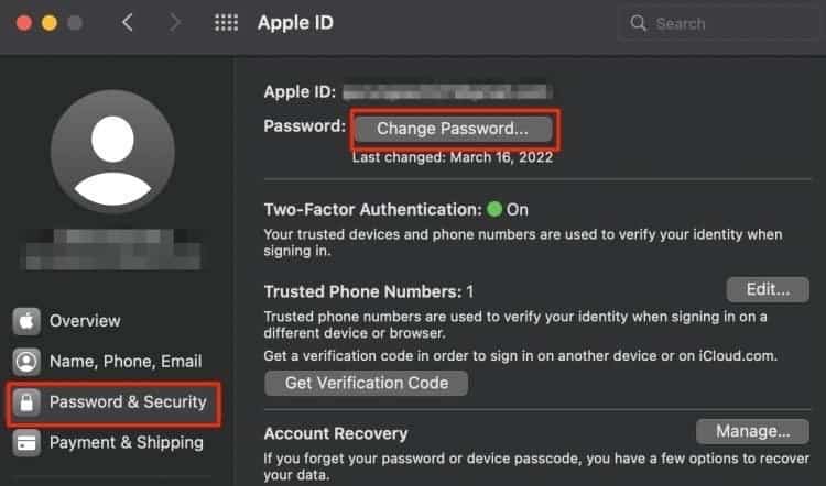 Modifier le mot de passe de l'identifiant Apple