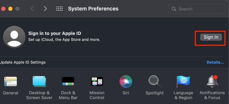 Connectez-vous à l'identifiant Apple