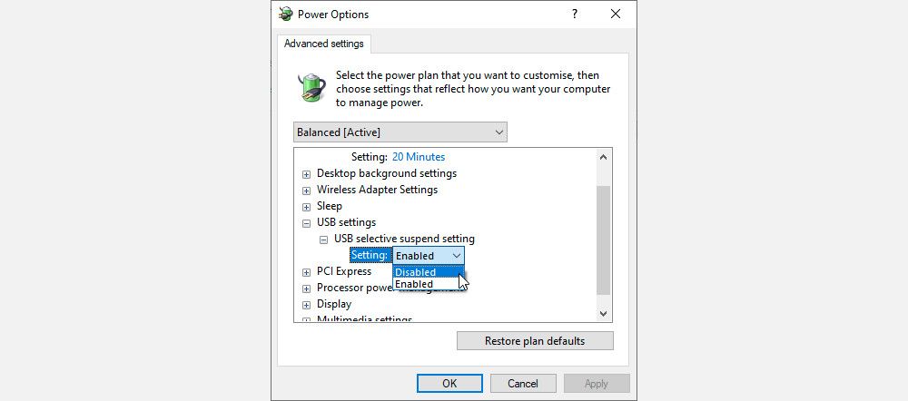 Modifier les paramètres d'alimentation USB dans Windows