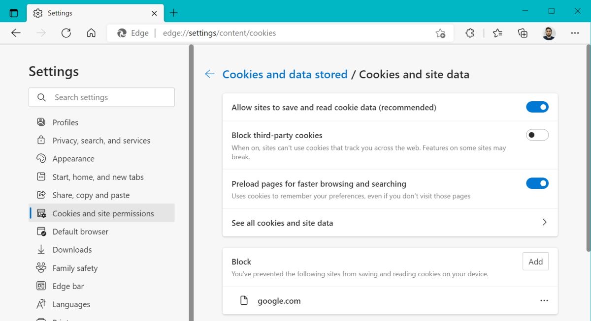 Cookies et options de sauvegarde des données du site