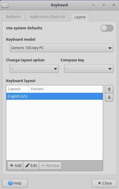 Disposition du clavier 06 Paramètres du clavier Xfce