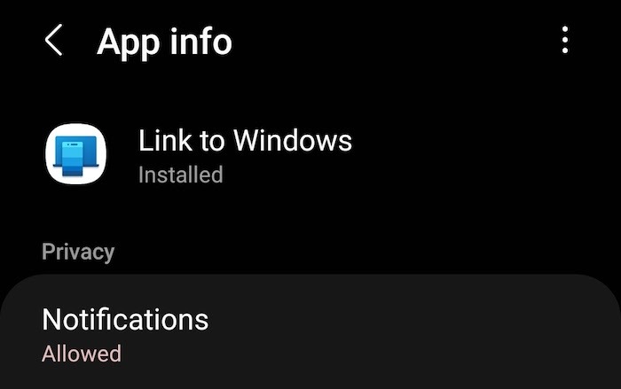 Notifications de lien Windows