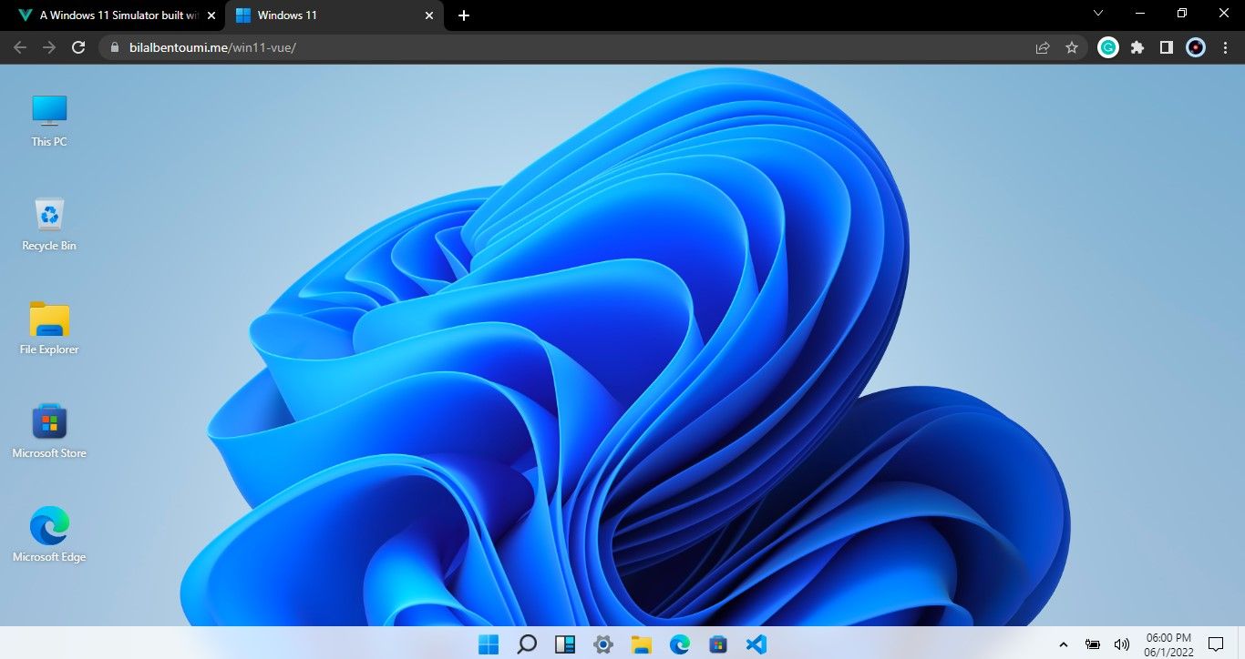 Écran d'accueil sur Windows 11 Simulator par Bilal Bentoumi