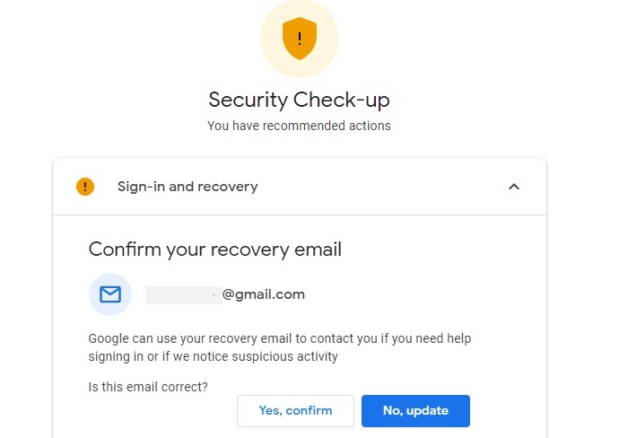 Actions recommandées pour le contrôle de sécurité de Google Recovery verrouillé