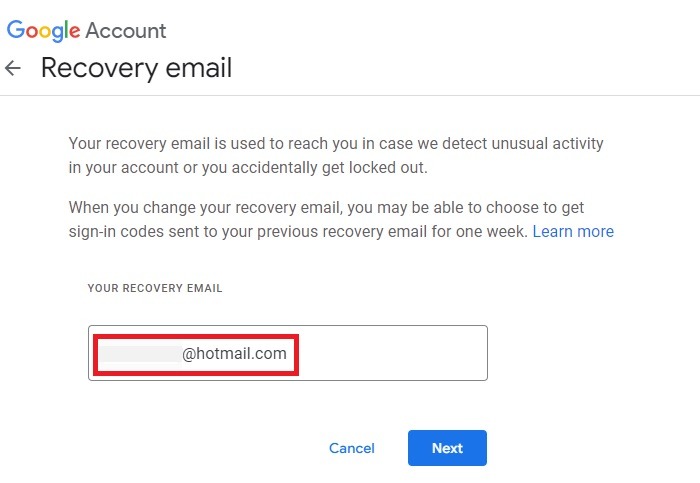 Verrouillé Google Recovery Email Reenter Change