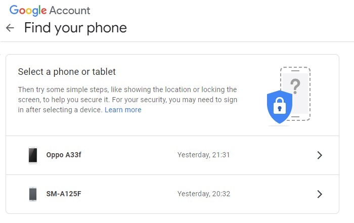 Récupération Google verrouillée Trouver votre téléphone