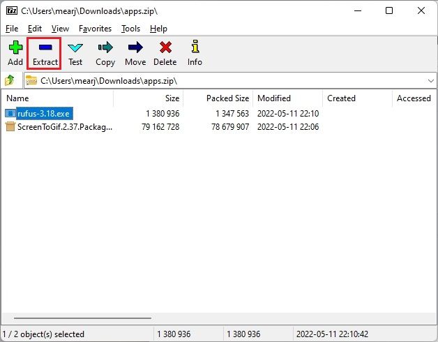 2. Décompressez les fichiers dans Windows 11 à l'aide de 7-Zip