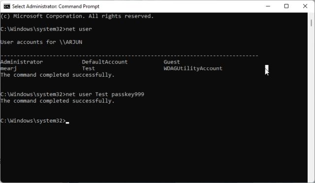 5. Changer le mot de passe dans Windows 11 sans connaître le mot de passe actuel (via l'invite de commande)