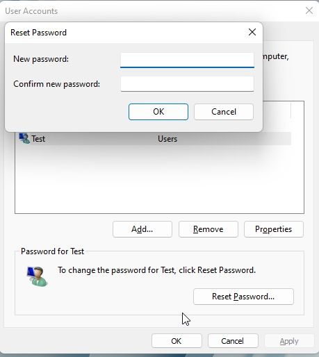 4. Changer le mot de passe dans Windows 11 sans connaître le mot de passe actuel (via la commande 'netplwiz')