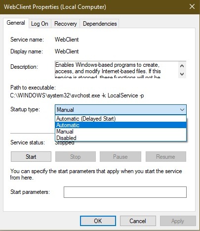 Comment mapper un lecteur Webdav dans Windows 10 Services Auto
