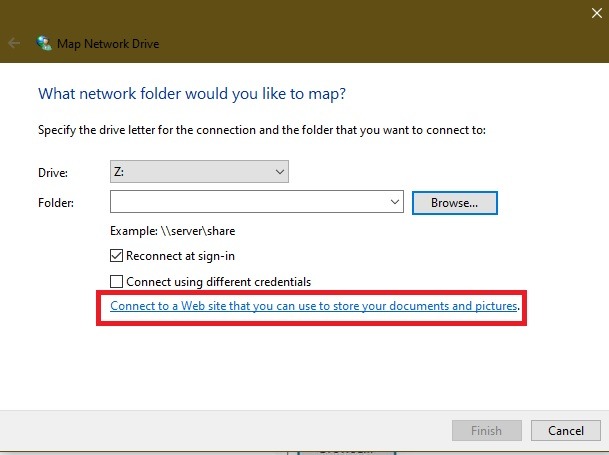 Comment mapper un lecteur Webdav dans Windows 10 Map Connect