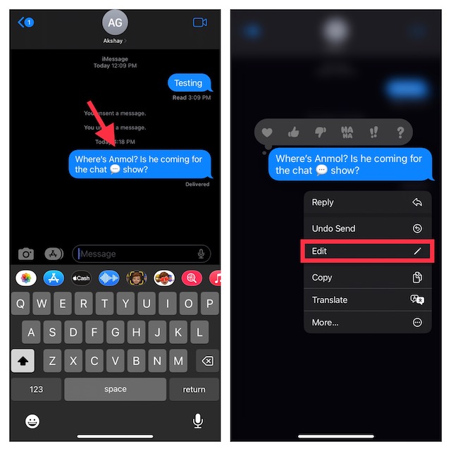 Modifier iMessages sur iPhone et iPad