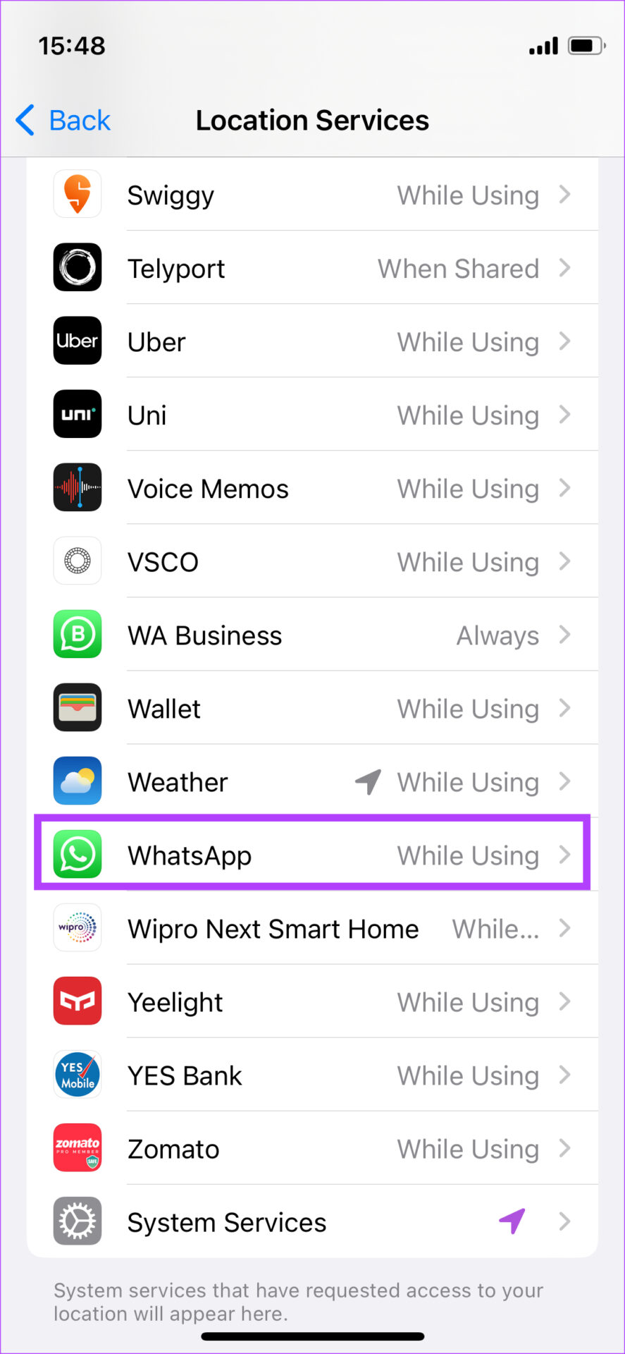 Emplacement en direct Whatsapp