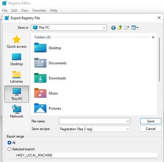 Méthodes de nettoyage de l'exportation manuelle du registre de Windows 10