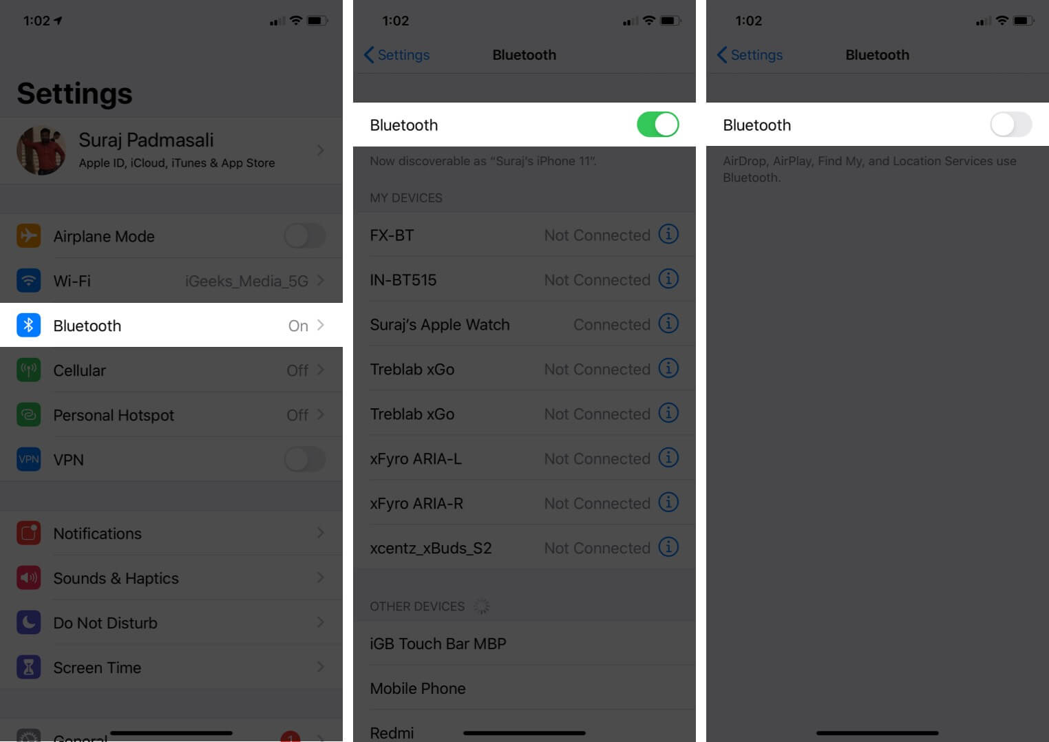 Désactiver Bluetooth sur iPhone Pro