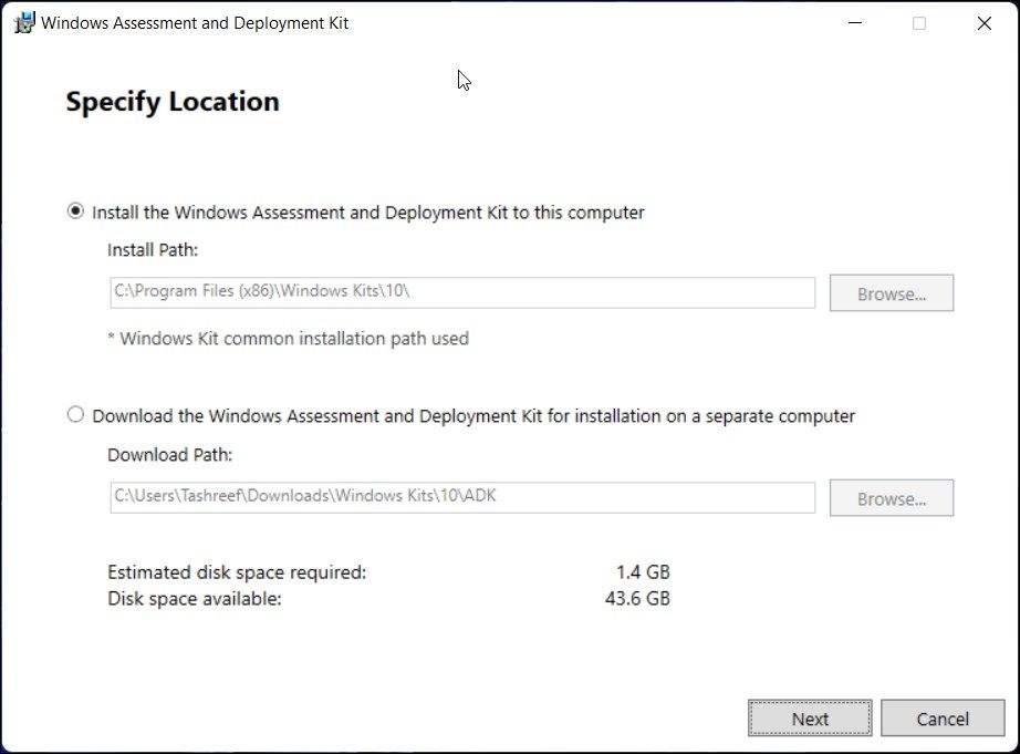 assistant d'installation de configuration de windows adk