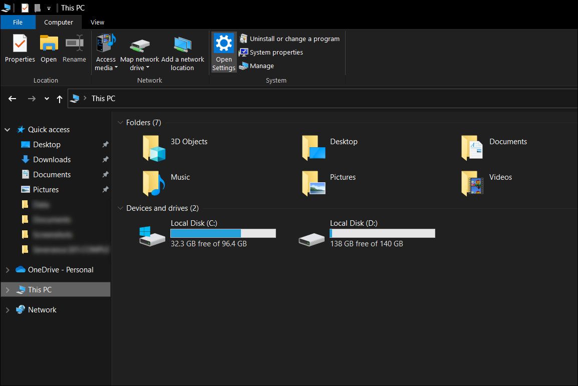 Explorateur de fichiers dans Windows 10
