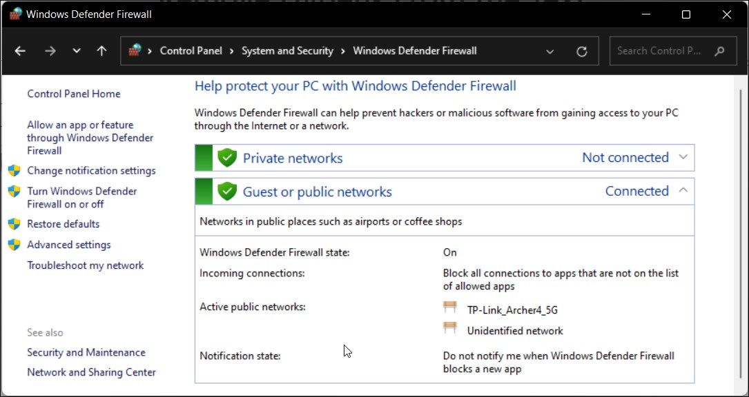 Pare-feu Windows Defender restaurer les paramètres par défaut du panneau de configuration