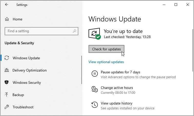 Vérification des mises à jour du PC Windows