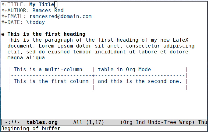 Table multi-colonnes Emacs Latex 17