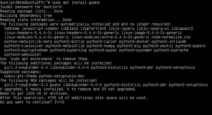 Ubuntu ne peut pas ouvrir le terminal d'installation Guake