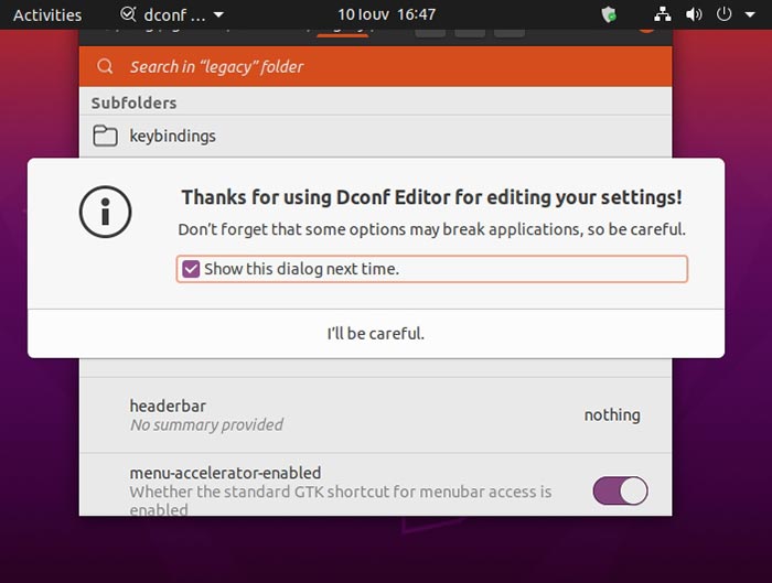 Ubuntu ne peut pas ouvrir le terminal Utiliser l'éditeur Dconf