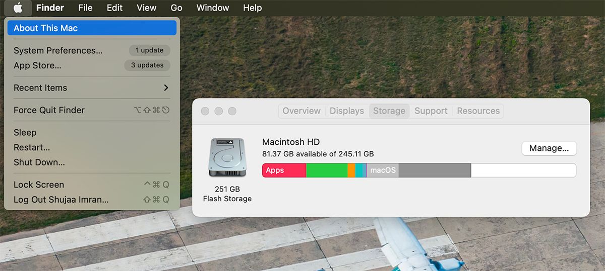Espace de stockage disponible sur Mac