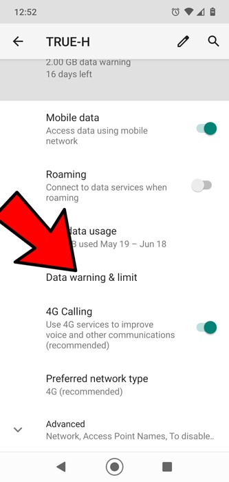 Les données mobiles ne fonctionnent pas Limite d'avertissement des données Android