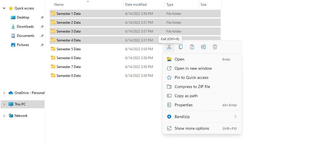 Déplacer les demi-fichiers dans l'explorateur de fichiers Windows