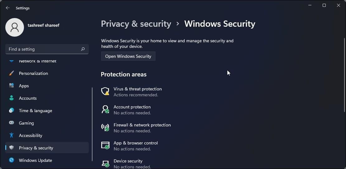 Ouvrez les paramètres de sécurité Windows Windows 11