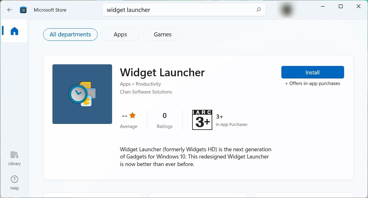 l'application de lancement de widgets dans le Microsoft Store sur Windows 11