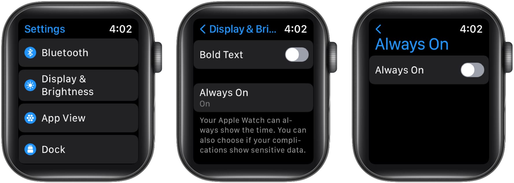 Désactiver AOD (Always on display) sur Apple Watch