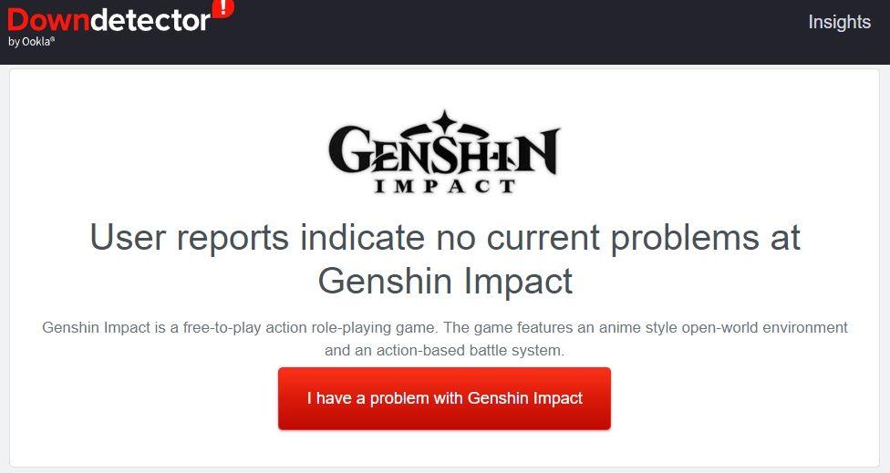 Résultat du détecteur Genshin Impact Down