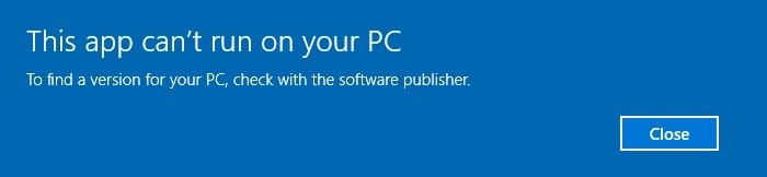 L'application Vdos ne peut pas s'exécuter sur PC Avertissement Windows10