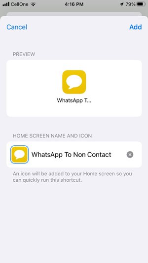 Renommer le raccourci Whatsapp Siri