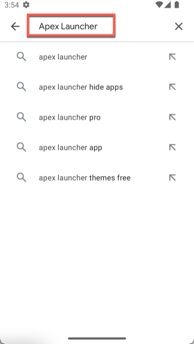 Rechercher Apex Launcher sur Play Store