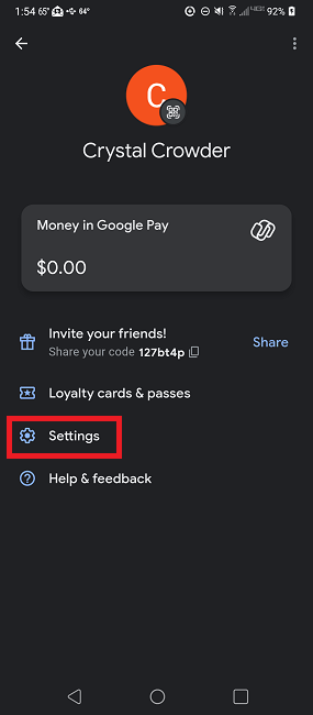 Google Pay ne fonctionne pas pour essayer de vérifier les paramètres du numéro