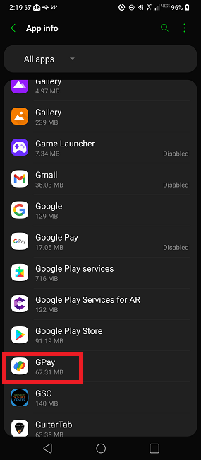 Google Pay ne fonctionne pas pour essayer de vider le cache Google