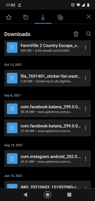 Trouver les fichiers téléchargés Android Edge 2jpg